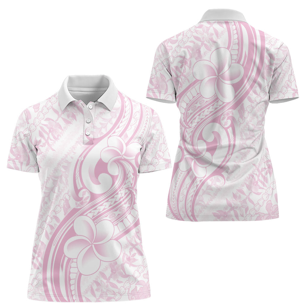 Hawaii Plumeria Lokelani Pikake Lei Women Polo Shirt Poni Mama Polynesian Tattoo
