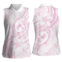 Hawaii Plumeria Lokelani Pikake Lei Women Sleeveless Polo Shirt Poni Mama Polynesian Tattoo LT9 - Polynesian Pride