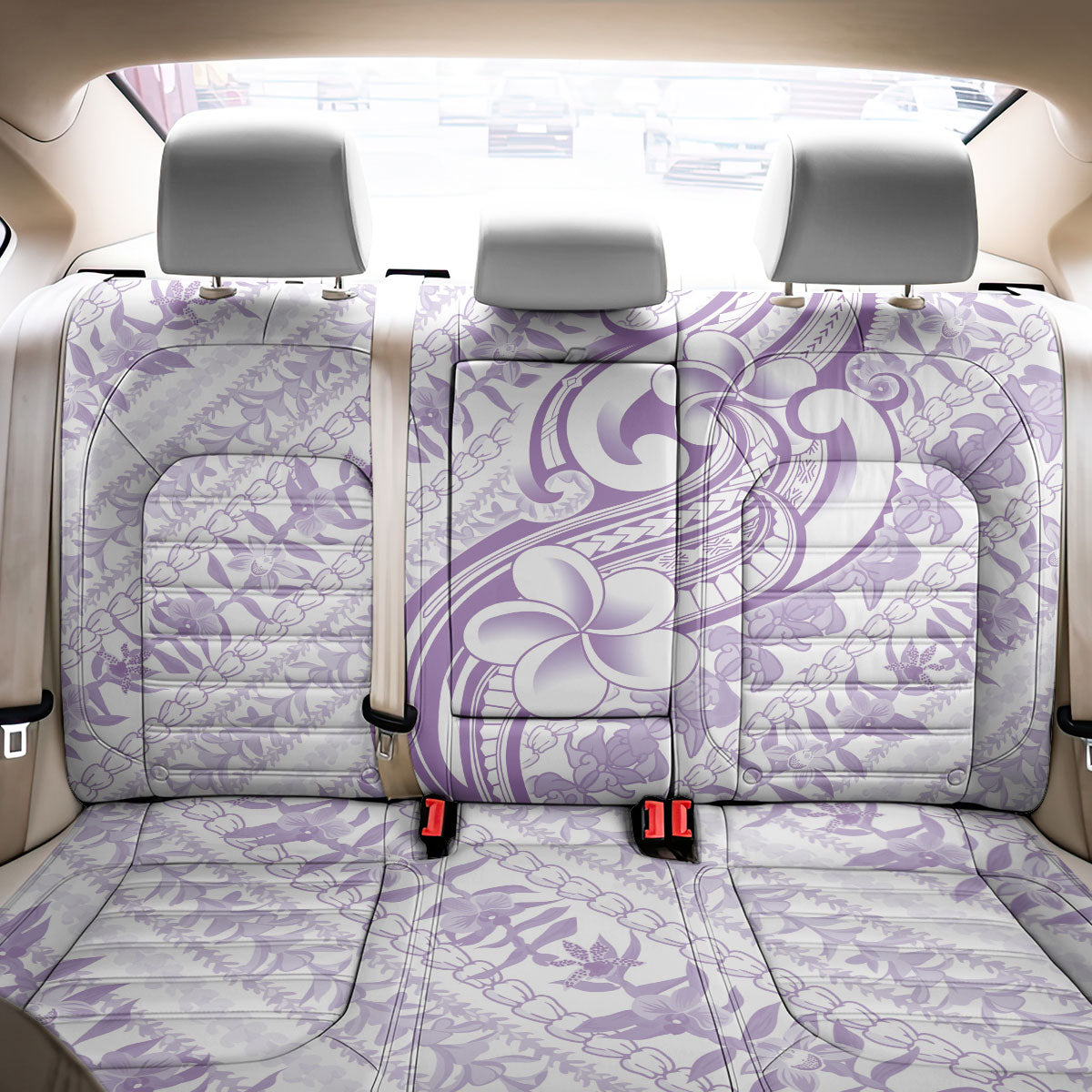 Hawaii Plumeria Lokelani Pikake Lei Back Car Seat Cover Poni Polynesian Tattoo