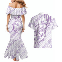 Hawaii Plumeria Lokelani Pikake Lei Couples Matching Mermaid Dress and Hawaiian Shirt Poni Polynesian Tattoo LT9 - Polynesian Pride