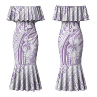 Hawaii Plumeria Lokelani Pikake Lei Couples Matching Mermaid Dress and Long Sleeve Button Shirt Poni Polynesian Tattoo LT9 - Polynesian Pride