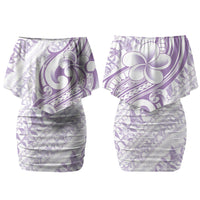 Hawaii Plumeria Lokelani Pikake Lei Couples Matching Off Shoulder Short Dress and Long Sleeve Button Shirt Poni Polynesian Tattoo LT9 - Polynesian Pride