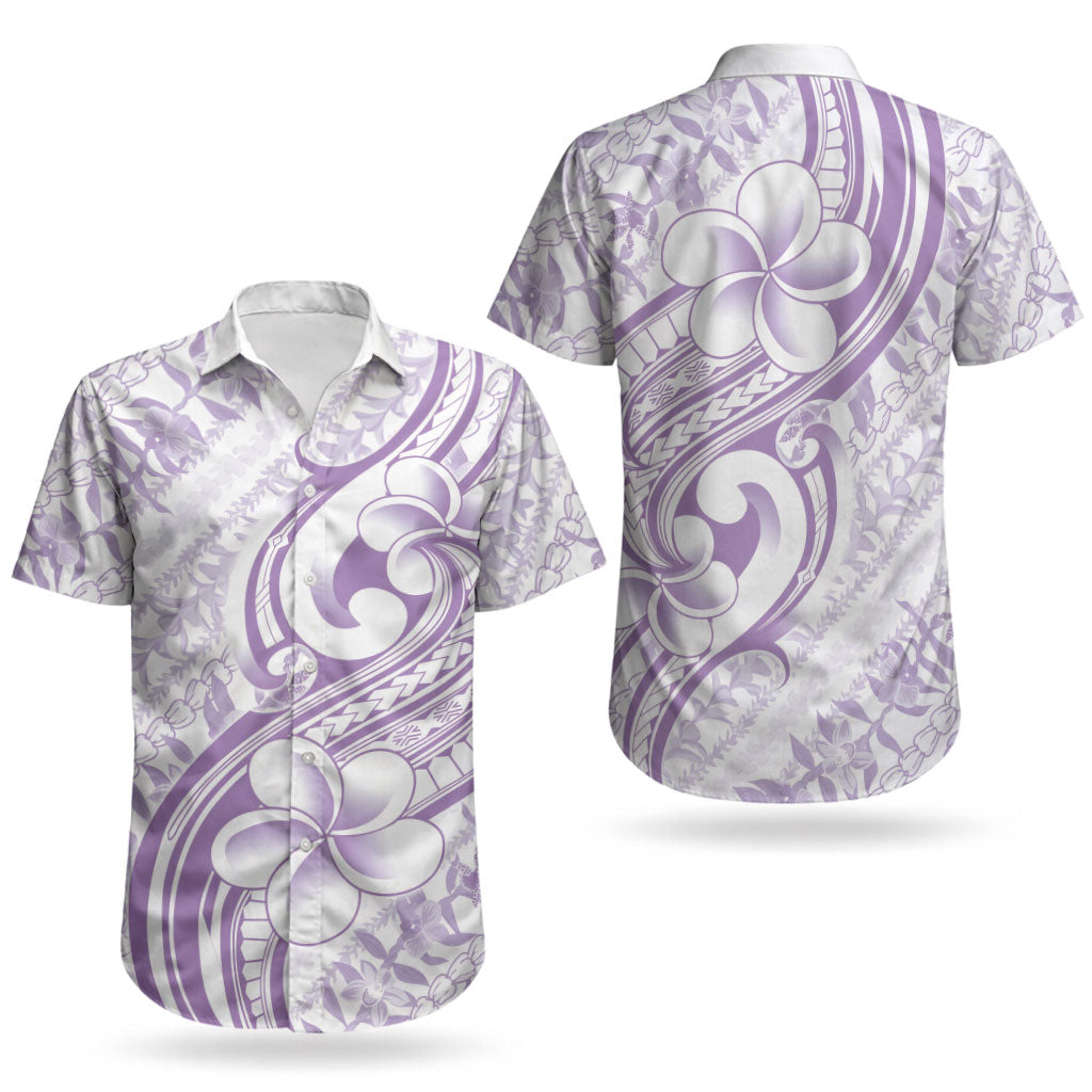 Hawaii Plumeria Lokelani Pikake Lei Couples Matching Puletasi and Hawaiian Shirt Poni Polynesian Tattoo LT9 - Polynesian Pride
