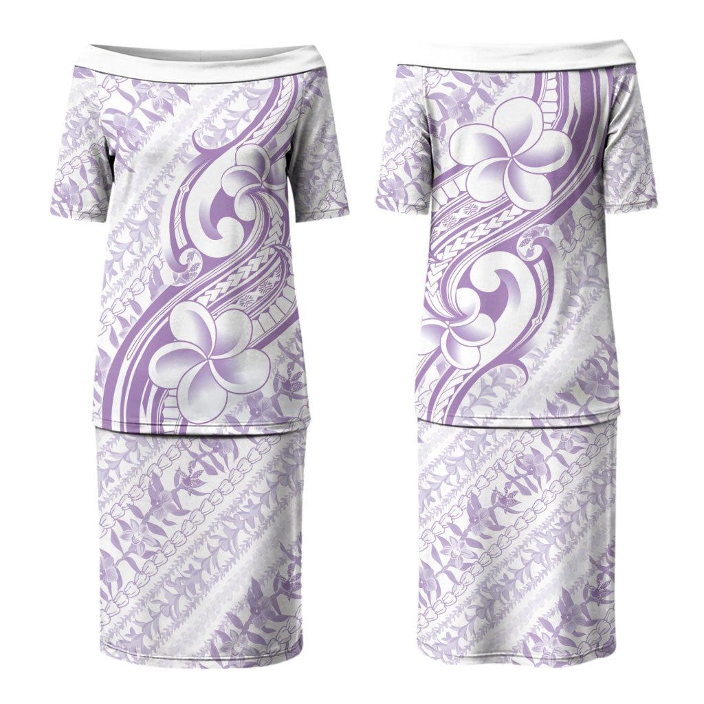Hawaii Plumeria Lokelani Pikake Lei Couples Matching Puletasi and Hawaiian Shirt Poni Polynesian Tattoo LT9 - Polynesian Pride