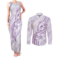 Hawaii Plumeria Lokelani Pikake Lei Couples Matching Tank Maxi Dress and Long Sleeve Button Shirt Poni Polynesian Tattoo