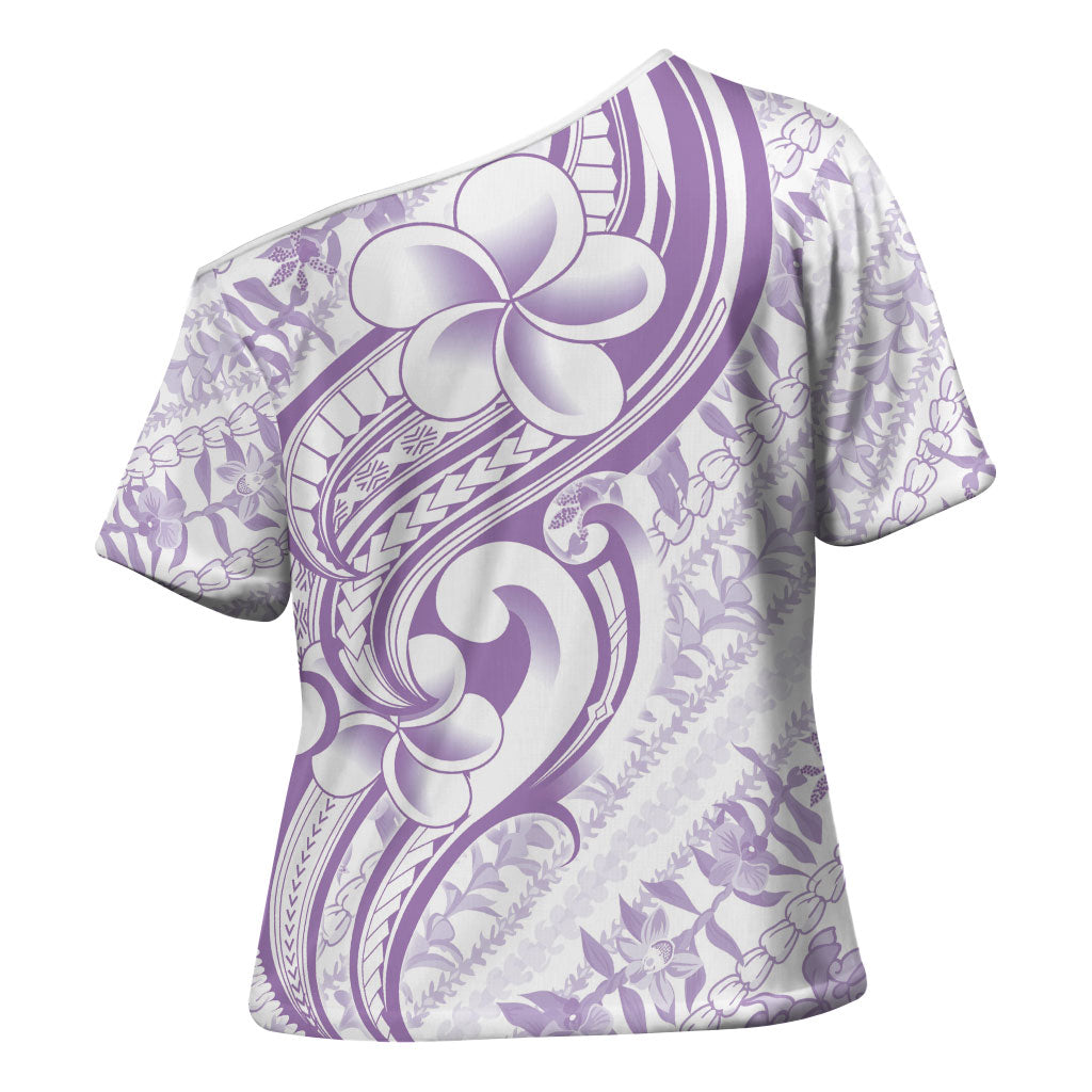 Hawaii Plumeria Lokelani Pikake Lei Cross Shoulder Shirt Poni Polynesian Tattoo