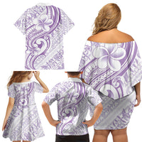 Hawaii Plumeria Lokelani Pikake Lei Family Matching Off Shoulder Short Dress and Hawaiian Shirt Poni Polynesian Tattoo LT9 - Polynesian Pride