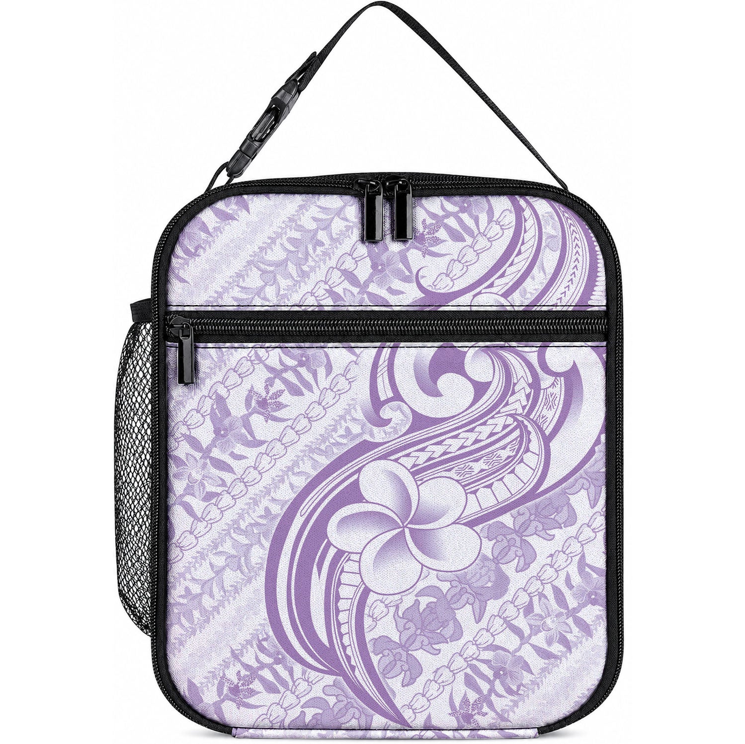 Hawaii Plumeria Lokelani Pikake Lei Lunch Bag Poni Polynesian Tattoo LT9 10.2 × 8.3 × 4.3 inch Purple - Polynesian Pride