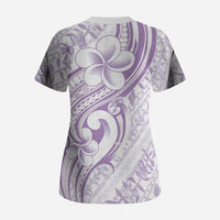 Hawaii Plumeria Lokelani Pikake Lei Scrub Top Poni Polynesian Tattoo