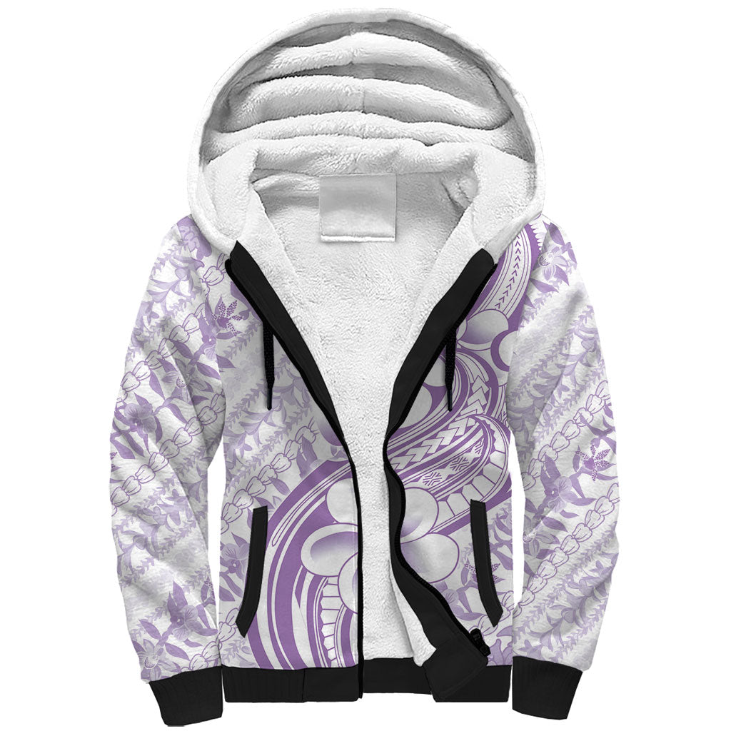 Hawaii Plumeria Lokelani Pikake Lei Sherpa Hoodie Poni Polynesian Tattoo