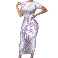 Hawaii Plumeria Lokelani Pikake Lei Short Sleeve Bodycon Dress Poni Polynesian Tattoo