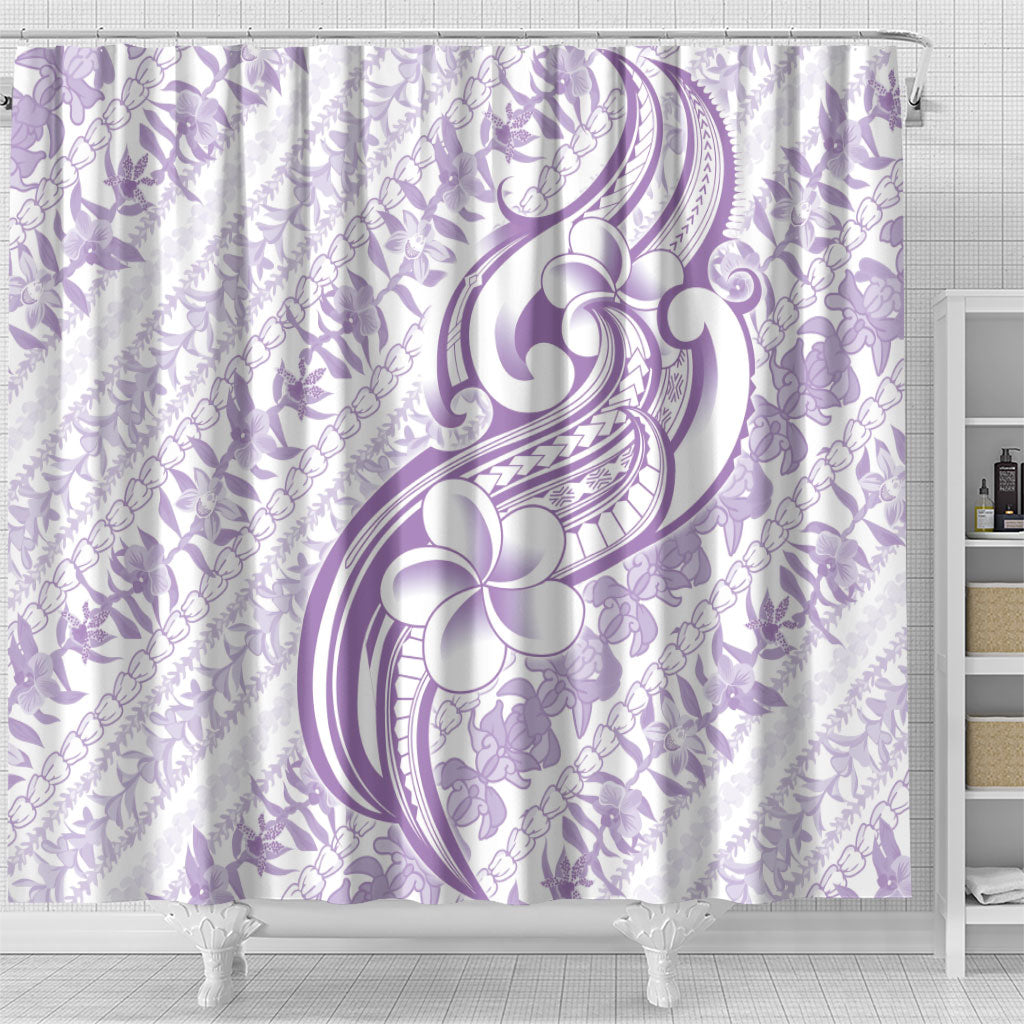 Hawaii Plumeria Lokelani Pikake Lei Shower Curtain Poni Polynesian Tattoo