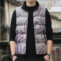 Hawaii Plumeria Lokelani Pikake Lei Sleeveless Puffer Jacket Poni Polynesian Tattoo