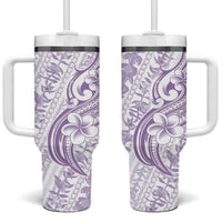 Hawaii Plumeria Lokelani Pikake Lei Tumbler With Handle Poni Polynesian Tattoo