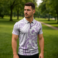 Hawaii Plumeria Lokelani Pikake Lei Zipper Polo Shirt Poni Polynesian Tattoo