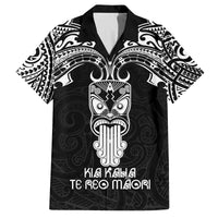 Personalised New Zealand Te Reo Maori Family Matching Off Shoulder Maxi Dress and Hawaiian Shirt Kia Kaha Maori Language Week Black Style LT9 Dad's Shirt - Short Sleeve Black - Polynesian Pride