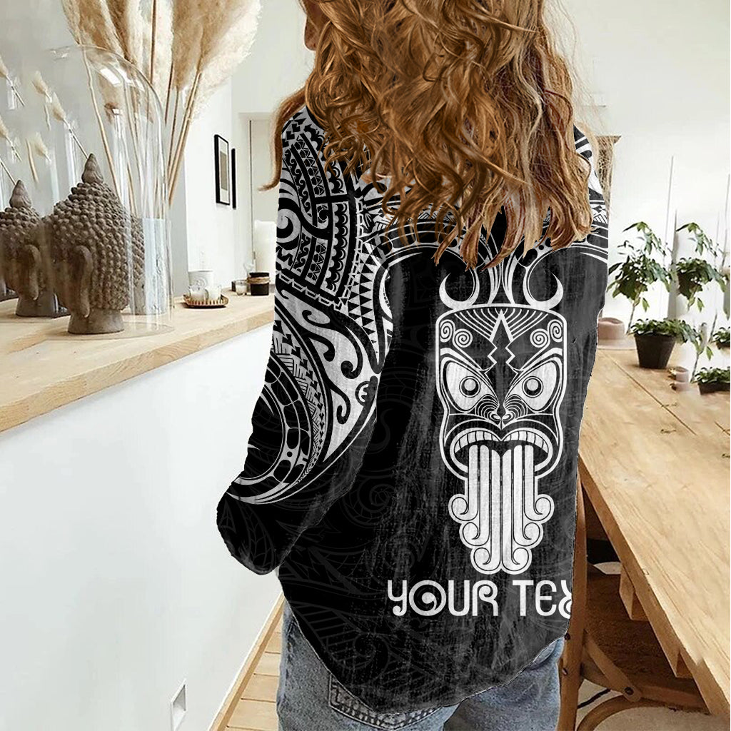 Personalised New Zealand Te Reo Maori Women Casual Shirt Kia Kaha Maori Language Week Black Style LT9 - Polynesian Pride
