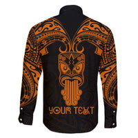 Personalised New Zealand Te Reo Maori Family Matching Off Shoulder Long Sleeve Dress and Hawaiian Shirt Kia Kaha Maori Language Week Gold Style LT9 - Polynesian Pride