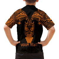 Personalised New Zealand Te Reo Maori Family Matching Off Shoulder Maxi Dress and Hawaiian Shirt Kia Kaha Maori Language Week Gold Style LT9 - Polynesian Pride
