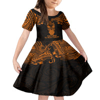 Personalised New Zealand Te Reo Maori Family Matching Summer Maxi Dress and Hawaiian Shirt Kia Kaha Maori Language Week Gold Style LT9 Daughter's Dress Gold - Polynesian Pride