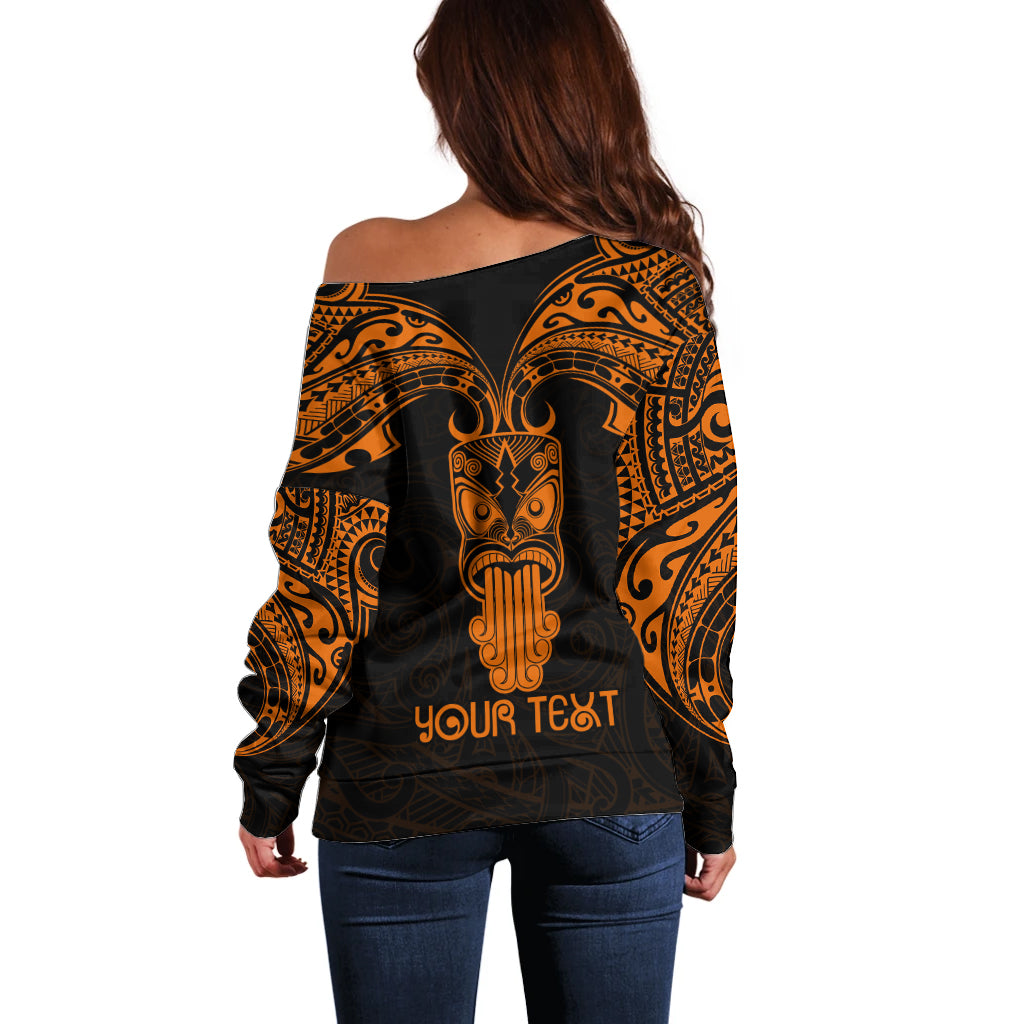 Personalised New Zealand Te Reo Maori Off Shoulder Sweater Kia Kaha Maori Language Week Gold Style LT9 - Polynesian Pride