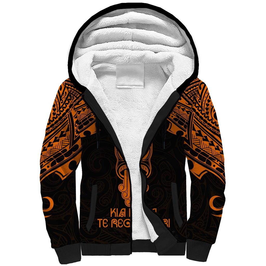 Personalised New Zealand Te Reo Maori Sherpa Hoodie Kia Kaha Maori Language Week Gold Style LT9 Unisex Gold - Polynesian Pride