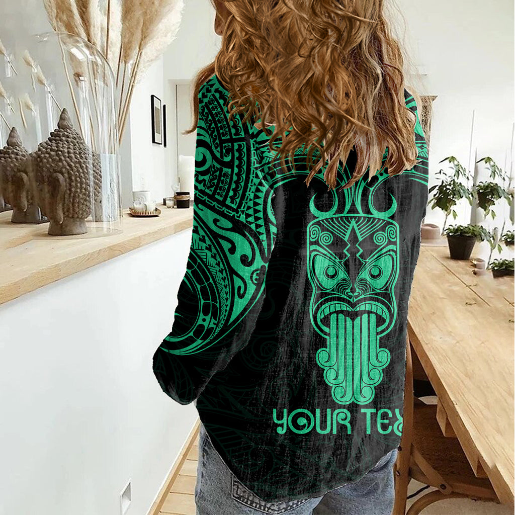 Personalised New Zealand Te Reo Maori Women Casual Shirt Kia Kaha Maori Language Week Green Style LT9 - Polynesian Pride