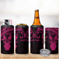 Personalised New Zealand Te Reo Maori 4 in 1 Can Cooler Tumbler Kia Kaha Maori Language Week Pink Style LT9 - Polynesian Pride
