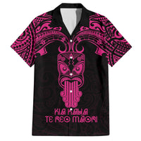 Personalised New Zealand Te Reo Maori Family Matching Off Shoulder Long Sleeve Dress and Hawaiian Shirt Kia Kaha Maori Language Week Pink Style LT9 Dad's Shirt - Short Sleeve Pink - Polynesian Pride