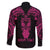 Personalised New Zealand Te Reo Maori Family Matching Off Shoulder Long Sleeve Dress and Hawaiian Shirt Kia Kaha Maori Language Week Pink Style LT9 - Polynesian Pride