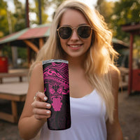 Personalised New Zealand Te Reo Maori Skinny Tumbler Kia Kaha Maori Language Week Pink Style LT9 - Polynesian Pride