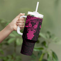 Personalised New Zealand Te Reo Maori Tumbler With Handle Kia Kaha Maori Language Week Pink Style