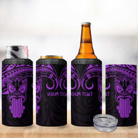 Personalised New Zealand Te Reo Maori 4 in 1 Can Cooler Tumbler Kia Kaha Maori Language Week Purple Style LT9 - Polynesian Pride