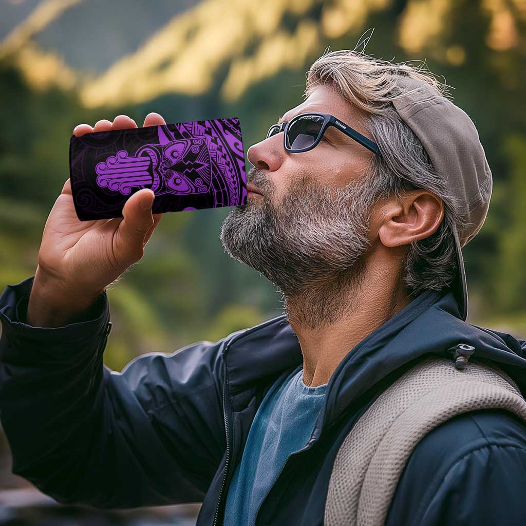Personalised New Zealand Te Reo Maori 4 in 1 Can Cooler Tumbler Kia Kaha Maori Language Week Purple Style LT9 - Polynesian Pride