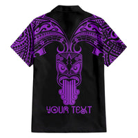 Personalised New Zealand Te Reo Maori Family Matching Summer Maxi Dress and Hawaiian Shirt Kia Kaha Maori Language Week Purple Style LT9 - Polynesian Pride