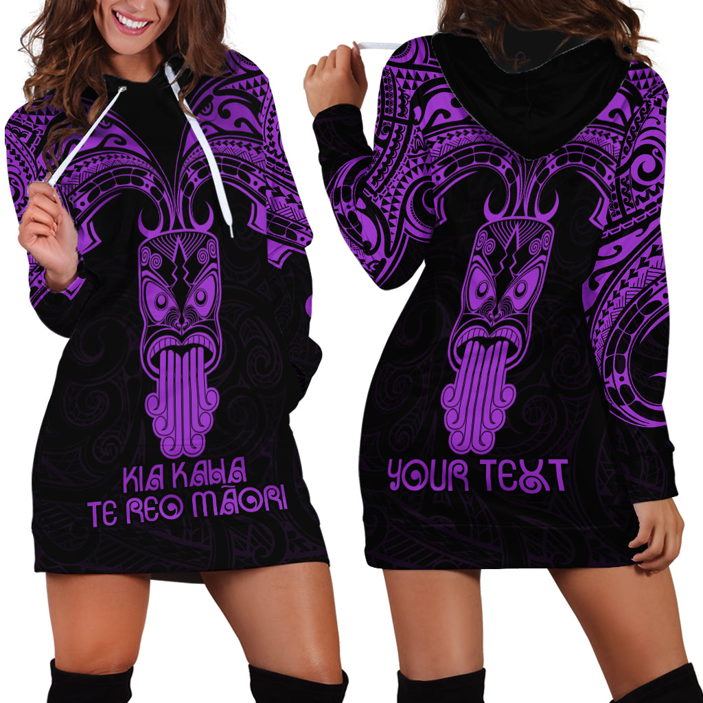Personalised New Zealand Te Reo Maori Hoodie Dress Kia Kaha Maori Language Week Purple Style LT9 - Polynesian Pride