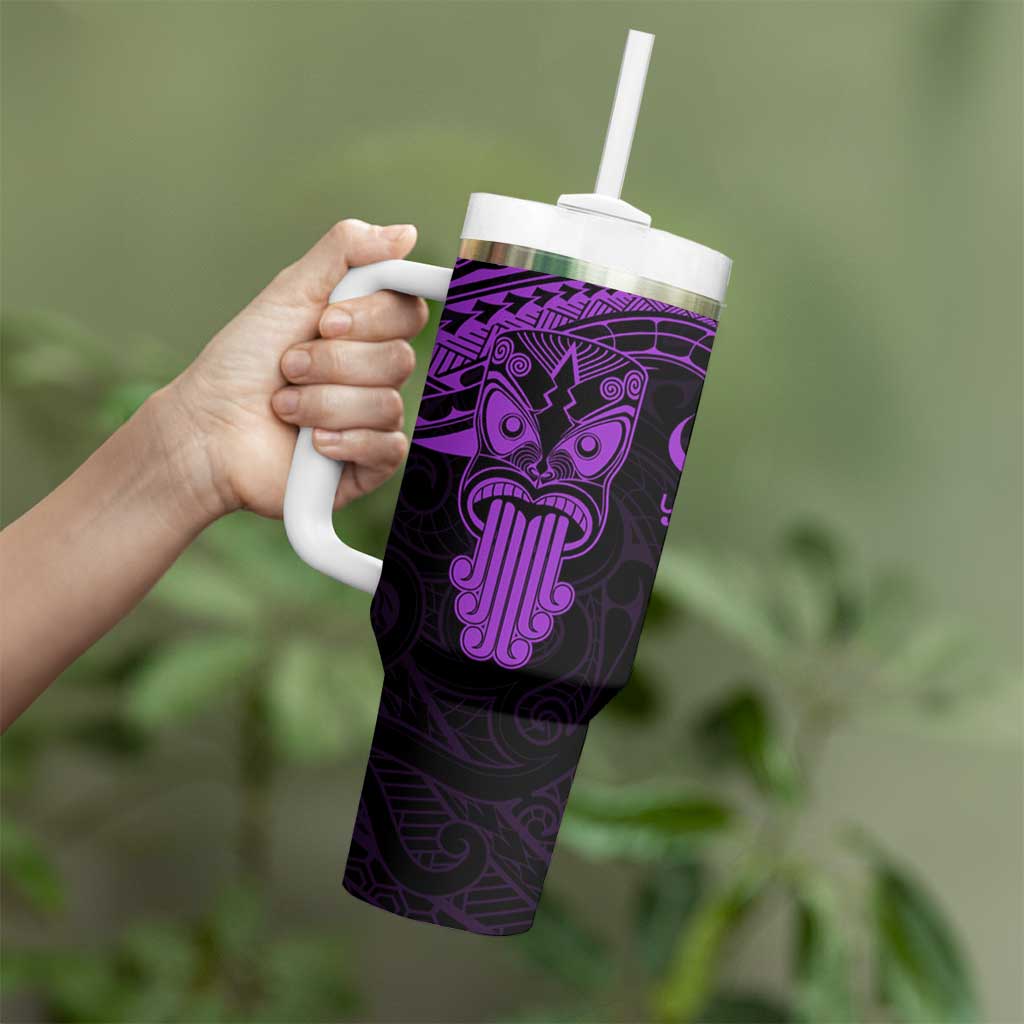 Personalised New Zealand Te Reo Maori Tumbler With Handle Kia Kaha Maori Language Week Purple Style