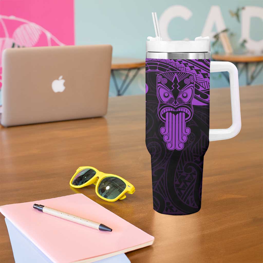 Personalised New Zealand Te Reo Maori Tumbler With Handle Kia Kaha Maori Language Week Purple Style
