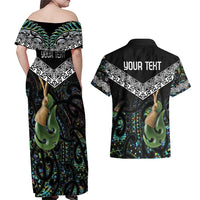Personalised Maori Manaia Couples Matching Off Shoulder Maxi Dress and Hawaiian Shirt New Zealand Tribal Hei Matau Papua Shell LT9 - Polynesian Pride
