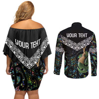 Personalised Maori Manaia Couples Matching Off Shoulder Short Dress and Long Sleeve Button Shirt New Zealand Tribal Hei Matau Papua Shell LT9 - Polynesian Pride