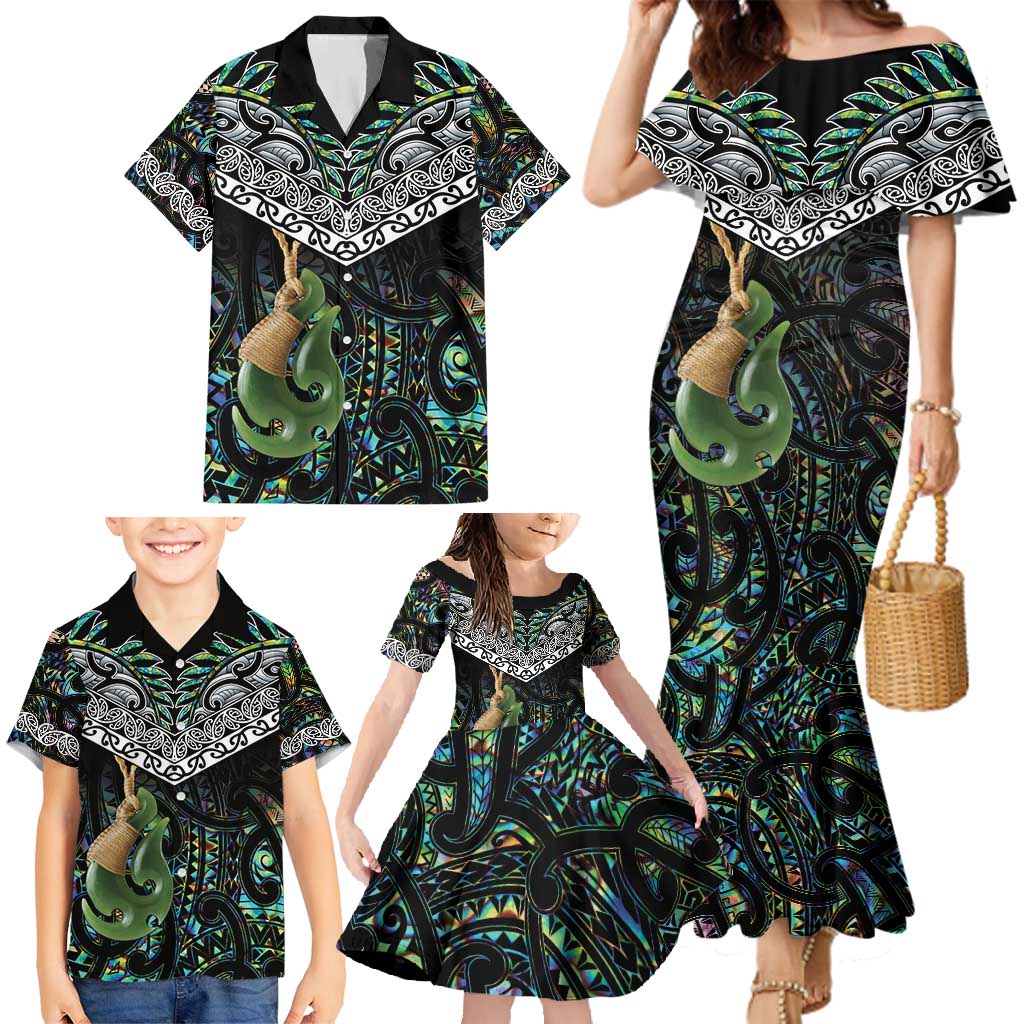 Personalised Maori Manaia Family Matching Mermaid Dress and Hawaiian Shirt New Zealand Tribal Hei Matau Papua Shell LT9 - Polynesian Pride
