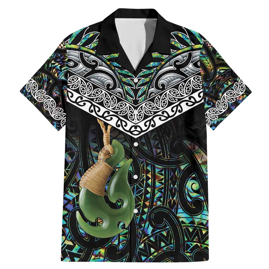 Personalised Maori Manaia Family Matching Mermaid Dress and Hawaiian Shirt New Zealand Tribal Hei Matau Papua Shell LT9 Dad's Shirt - Short Sleeve Green - Polynesian Pride