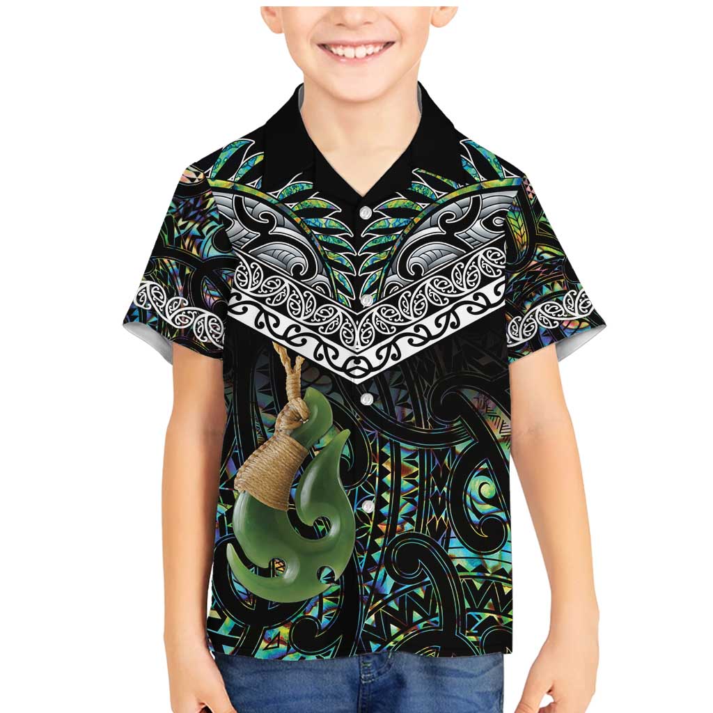 Personalised Maori Manaia Family Matching Mermaid Dress and Hawaiian Shirt New Zealand Tribal Hei Matau Papua Shell LT9 Son's Shirt Green - Polynesian Pride