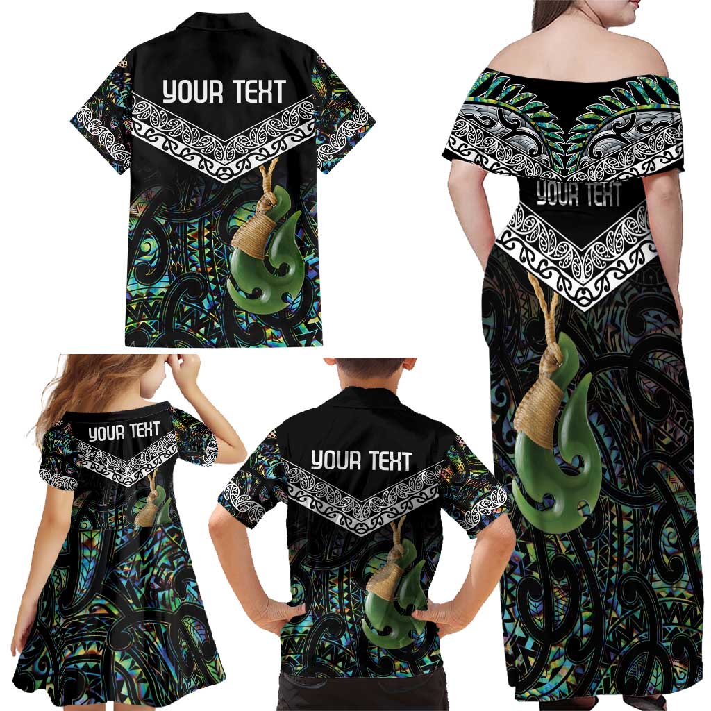 Personalised Maori Manaia Family Matching Off Shoulder Maxi Dress and Hawaiian Shirt New Zealand Tribal Hei Matau Papua Shell LT9 - Polynesian Pride
