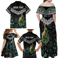 Personalised Maori Manaia Family Matching Off Shoulder Maxi Dress and Hawaiian Shirt New Zealand Tribal Hei Matau Papua Shell LT9 - Polynesian Pride