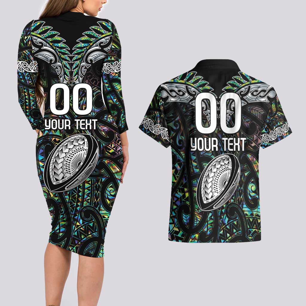Custom New Zealand Couples Matching Long Sleeve Bodycon Dress and Hawaiian Shirt Maori Rugby Tattoo Papua Shell LT9 - Polynesian Pride
