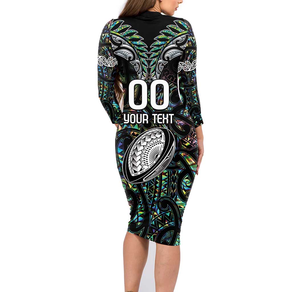 Custom New Zealand Family Matching Long Sleeve Bodycon Dress and Hawaiian Shirt Maori Rugby Tattoo Papua Shell LT9 - Polynesian Pride