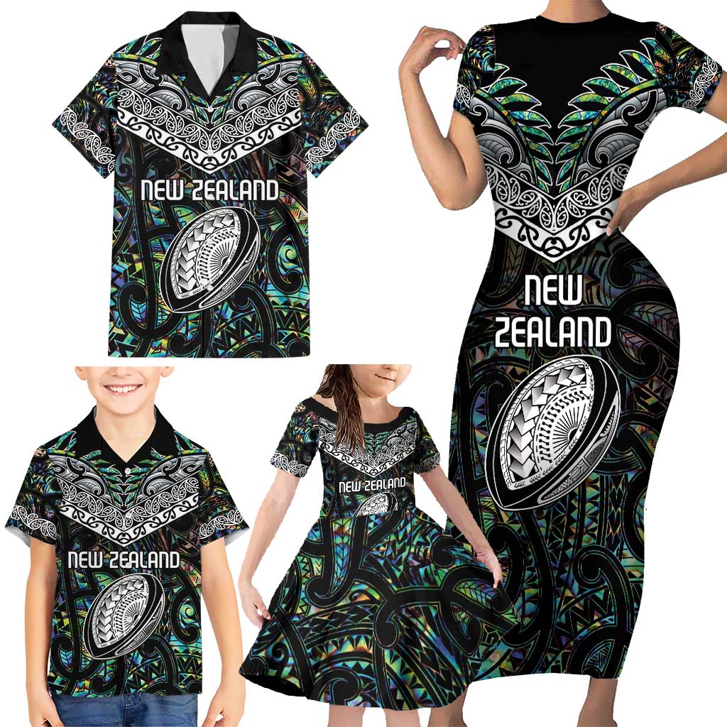 Custom New Zealand Family Matching Short Sleeve Bodycon Dress and Hawaiian Shirt Maori Rugby Tattoo Papua Shell LT9 - Polynesian Pride
