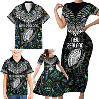 Custom New Zealand Family Matching Short Sleeve Bodycon Dress and Hawaiian Shirt Maori Rugby Tattoo Papua Shell LT9 - Polynesian Pride