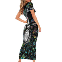 Custom New Zealand Short Sleeve Bodycon Dress Maori Rugby Tattoo Papua Shell